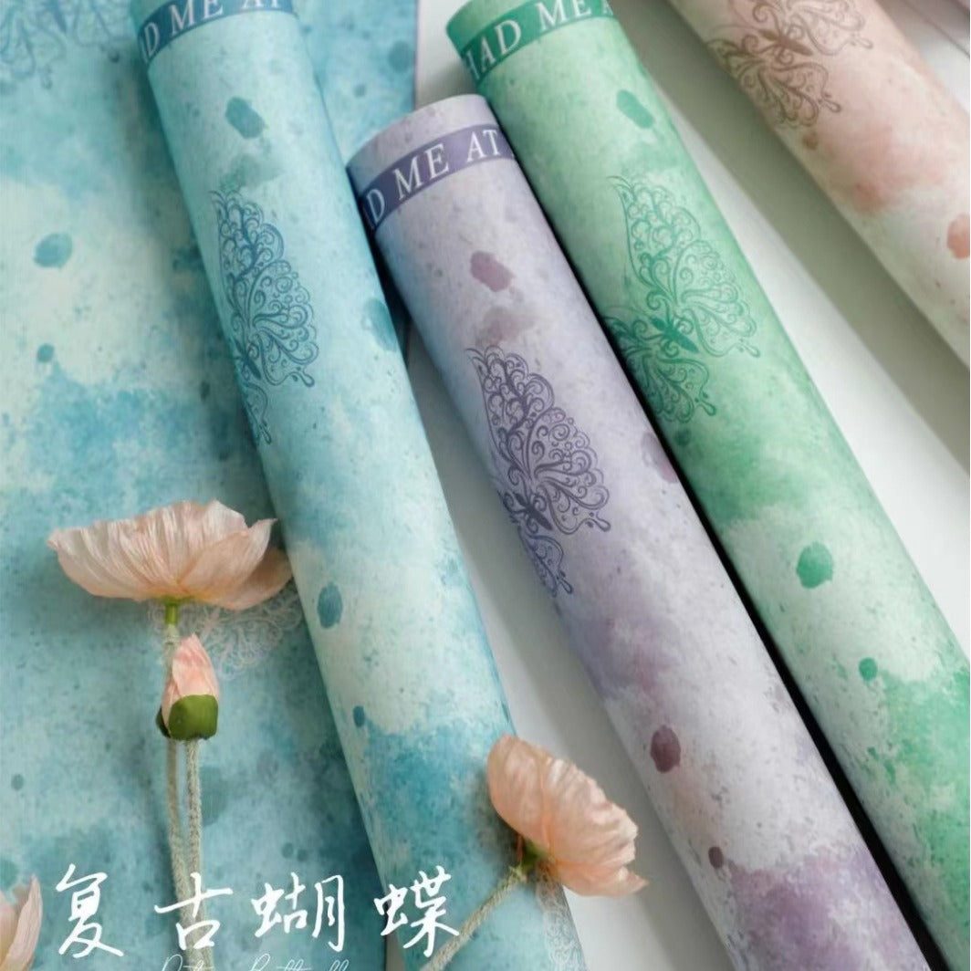 Vintage butterfly art paper waterproof thickened fenghua paper flower wrapping paper,10 sheet