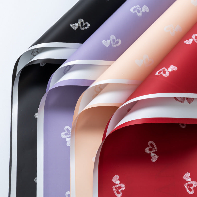 Valentine’s Day Heart Flower Wrapping Paper – Double-Sided Bouquet Paper – 20 Sheets