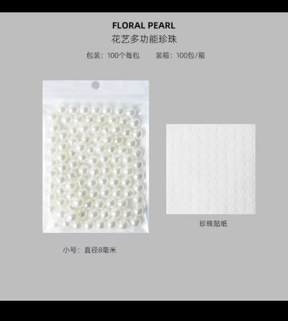 Pearl Flower Arrangement Flower Bouquet Adhesive Stickers Pearl Decoration Supplies, 100pcs