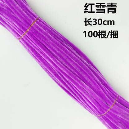 Twisted stick colourful eco-friendly wool strips solid colour encrypted fluffy roots diy，100pcs