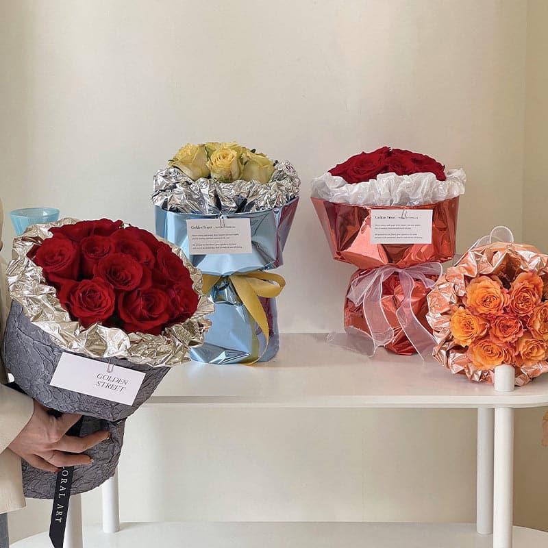 Aluminum Plated Mirror Flower Packaging Paper,22.8*22.8 Inch-20 Sheets - Huayi Flower Wraps