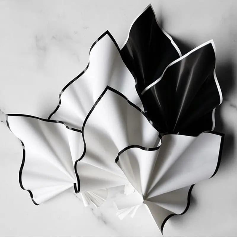 Black and White Border Matte Film Bouquet Packing Paper,22.8*22.8 Inch-20 Sheets - Huayi Flower Wraps