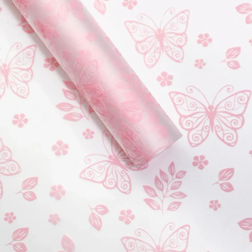 Butterfly Design Flower Wrapping Paper Frosted Korean Matt Paper For Flowers,22.8*22.8 inch - 20 sheets - Huayi Flower Wraps