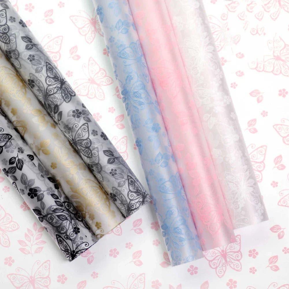 Butterfly Design Flower Wrapping Paper Frosted Korean Matt Paper For Flowers,22.8*22.8 inch - 20 sheets - Huayi Flower Wraps