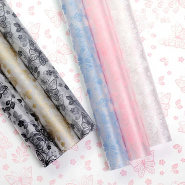 Butterfly Design Flower Wrapping Paper Frosted Korean Matt Paper For Flowers,22.8*22.8 inch - 20 sheets - Huayi Flower Wraps