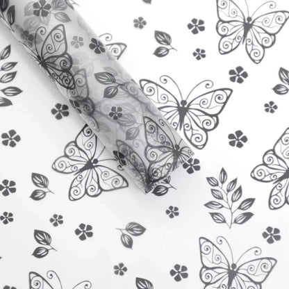 Butterfly Design Flower Wrapping Paper Frosted Korean Matt Paper For Flowers,22.8*22.8 inch - 20 sheets - Huayi Flower Wraps