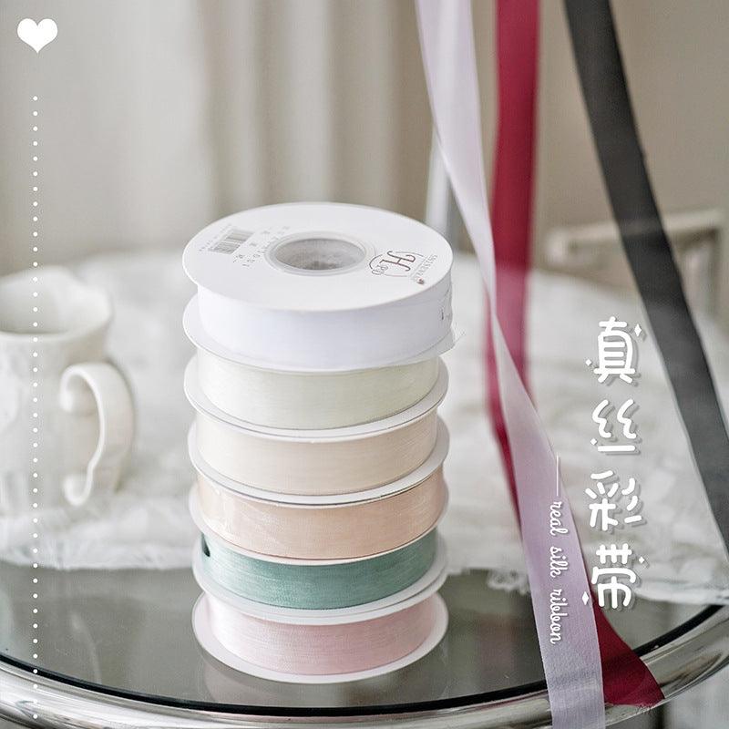 Caron Solid Color Silk Ribbons Flowers Gifts Handmade Diy Decorative Ribbons.
