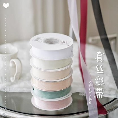Caron Solid Color Silk Ribbons Flowers Gifts Handmade Diy Decorative Ribbons.
