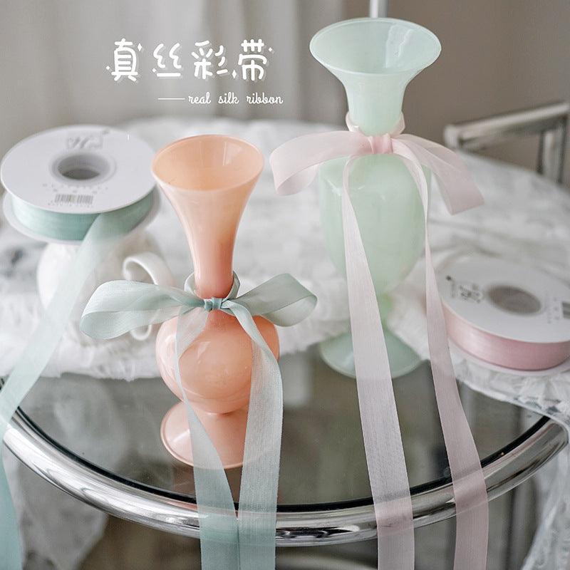 Caron Solid Color Silk Ribbons Flowers Gifts Handmade Diy Decorative Ribbons - Huayi Flower Wraps