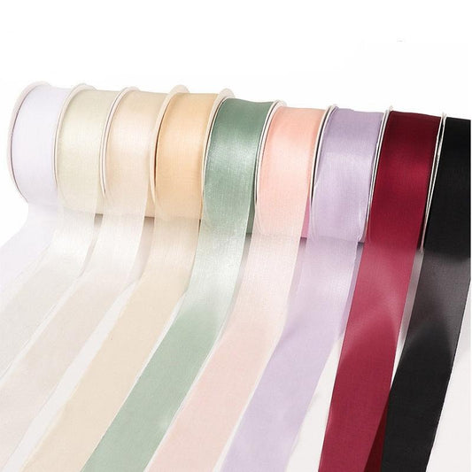 Caron Solid Color Silk Ribbons Flowers Gifts Handmade Diy Decorative Ribbons.