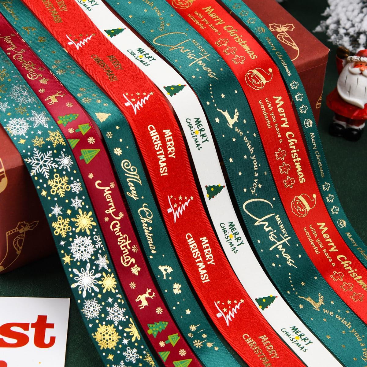 Christmas Gift Ribbon Gift Wrapping Diy Hot Stamping Ribbon - Huayi Flower Wraps