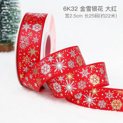 Christmas Gift Ribbon Gift Wrapping Diy Hot Stamping Ribbon - Huayi Flower Wraps