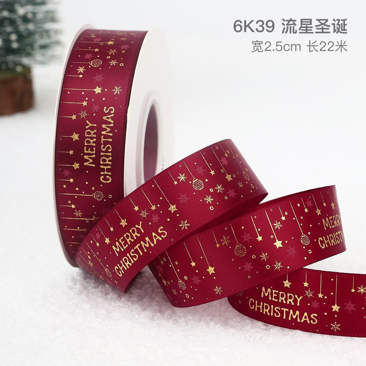 Christmas Gift Ribbon Gift Wrapping Diy Hot Stamping Ribbon - Huayi Flower Wraps