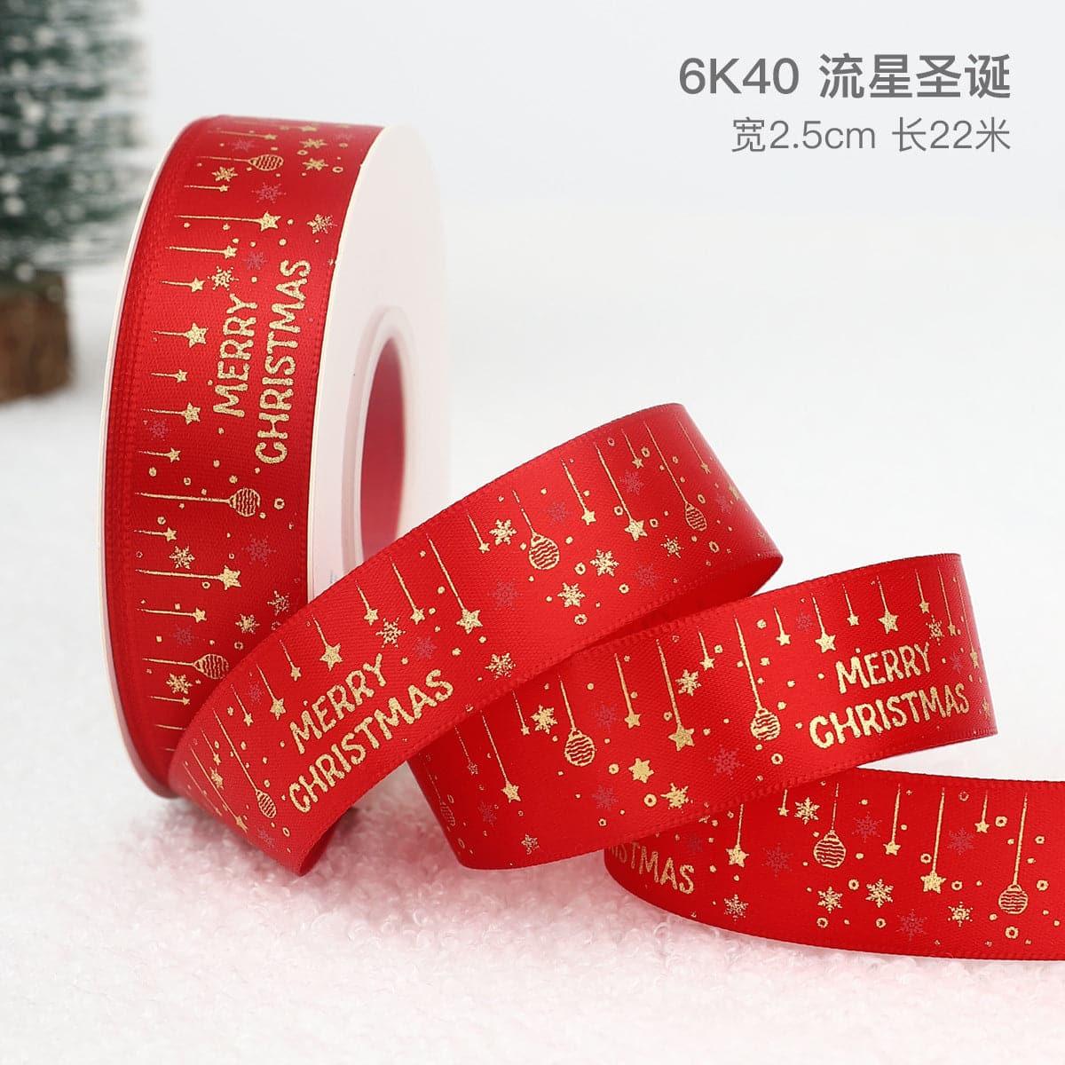 Christmas Gift Ribbon Gift Wrapping Diy Hot Stamping Ribbon - Huayi Flower Wraps