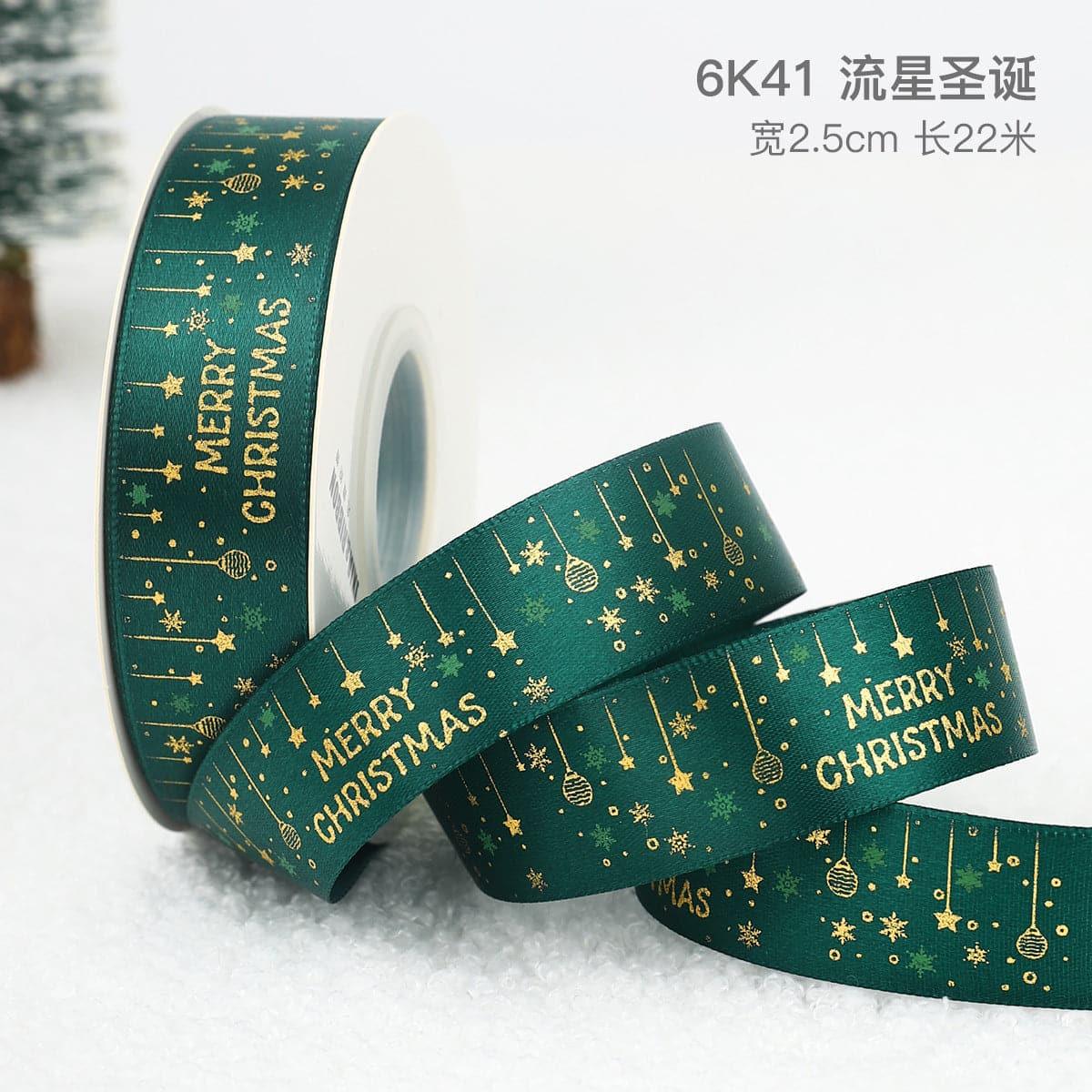 Christmas Gift Ribbon Gift Wrapping Diy Hot Stamping Ribbon - Huayi Flower Wraps