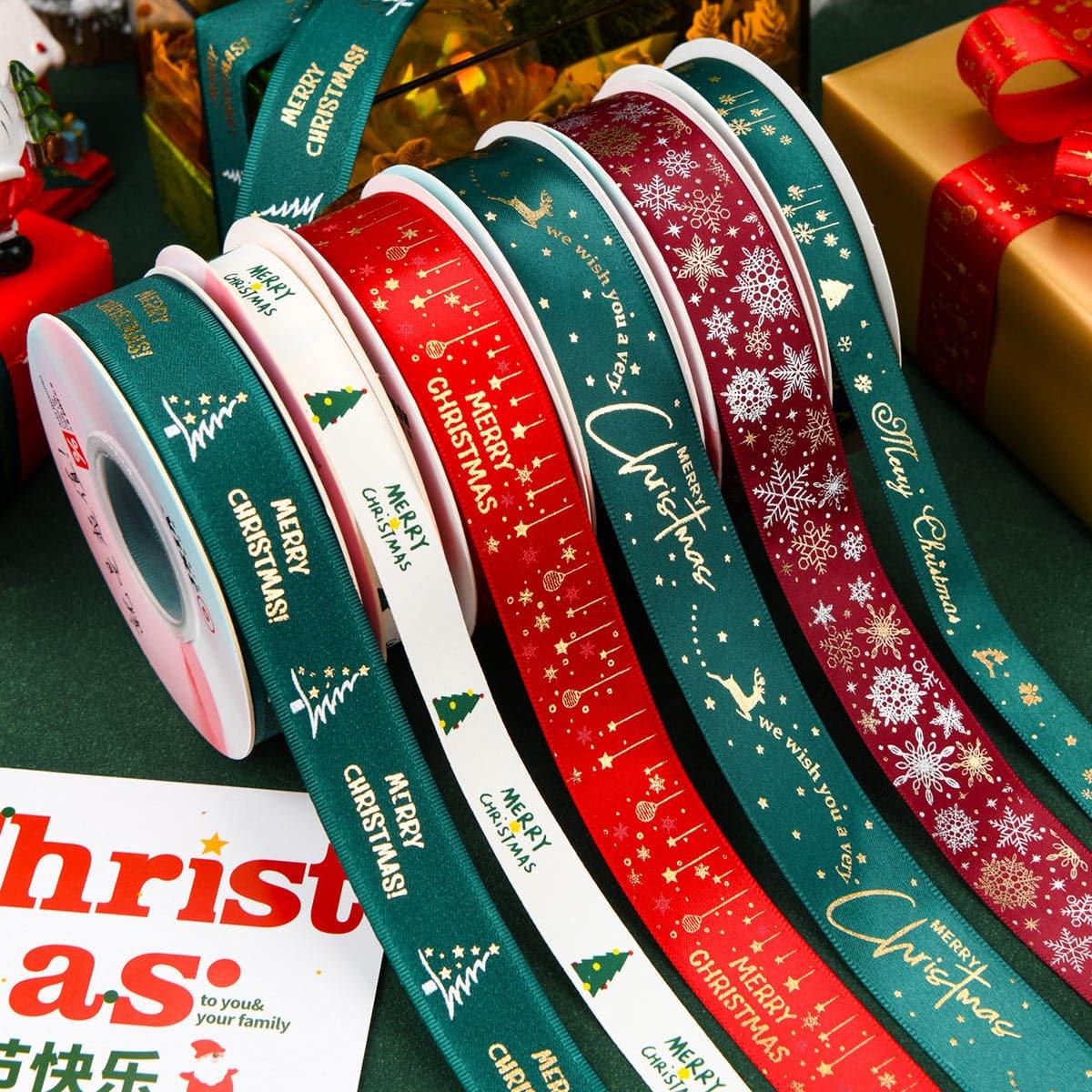 Christmas Gift Ribbon Gift Wrapping Diy Hot Stamping Ribbon - Huayi Flower Wraps