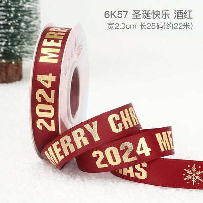 Christmas Gift Ribbon Gift Wrapping Diy Hot Stamping Ribbon - Huayi Flower Wraps