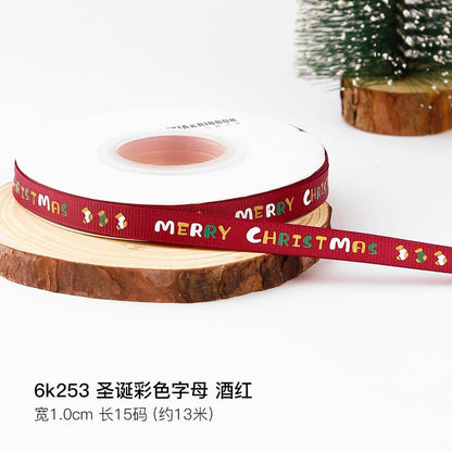 Christmas Gift Ribbon Gift Wrapping Diy Hot Stamping Ribbon - Huayi Flower Wraps