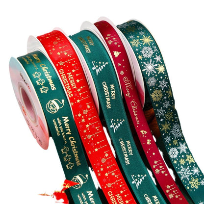 Christmas Gift Ribbon Gift Wrapping Diy Hot Stamping Ribbon - Huayi Flower Wraps