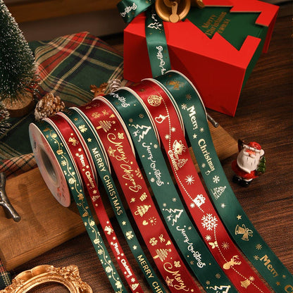 Christmas Ribbon Spot Hot Stamping Polyester Ribbon - Huayi Flower Wraps