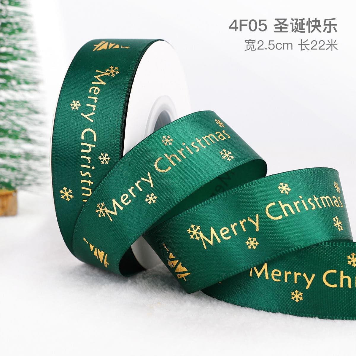 Christmas Ribbon Spot Hot Stamping Polyester Ribbon - Huayi Flower Wraps