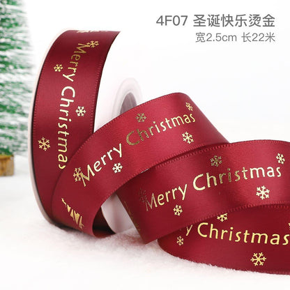 Christmas Ribbon Spot Hot Stamping Polyester Ribbon - Huayi Flower Wraps