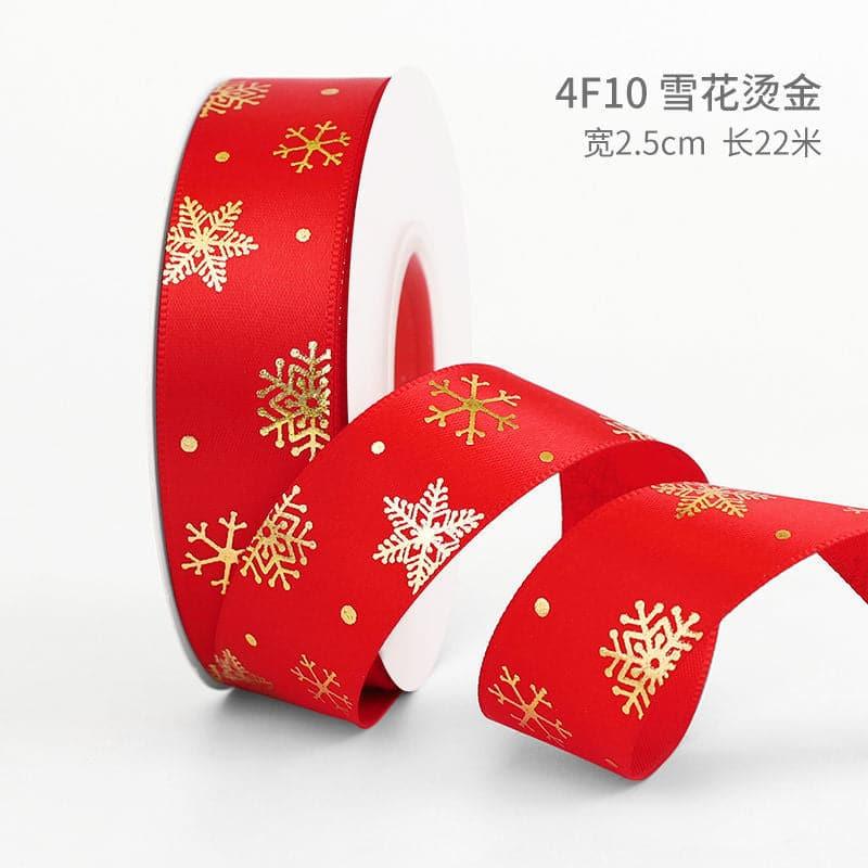 Christmas Ribbon Spot Hot Stamping Polyester Ribbon - Huayi Flower Wraps