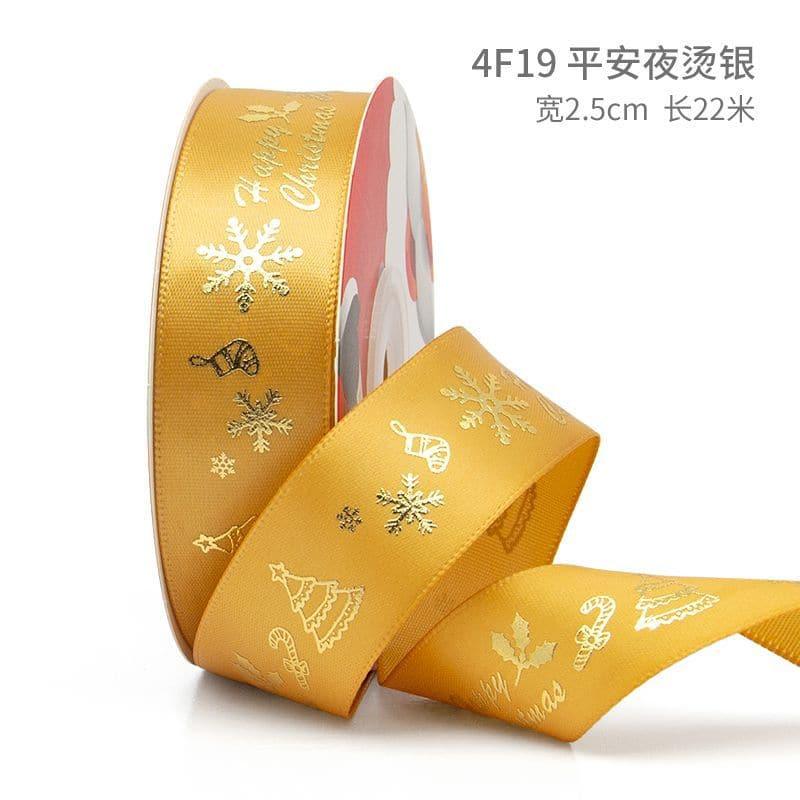 Christmas Ribbon Spot Hot Stamping Polyester Ribbon - Huayi Flower Wraps