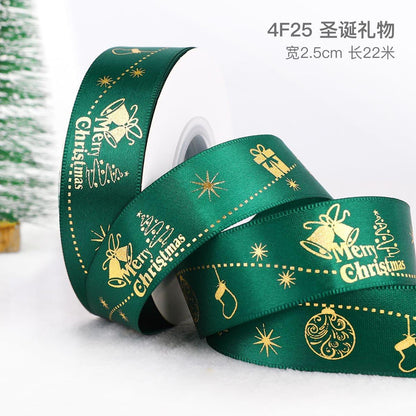 Christmas Ribbon Spot Hot Stamping Polyester Ribbon - Huayi Flower Wraps