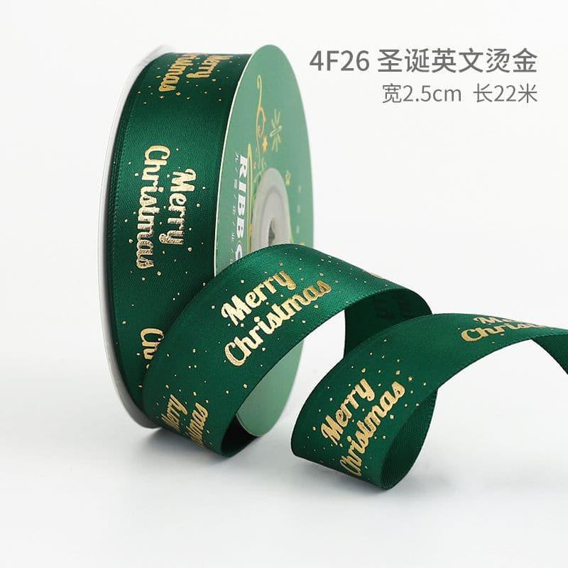 Christmas Ribbon Spot Hot Stamping Polyester Ribbon - Huayi Flower Wraps