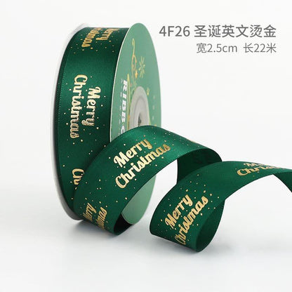 Christmas Ribbon Spot Hot Stamping Polyester Ribbon - Huayi Flower Wraps