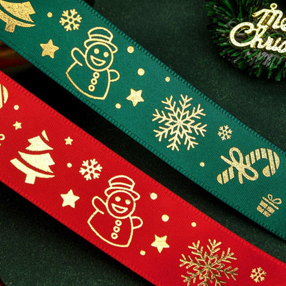 Christmas Ribbon Spot Hot Stamping Polyester Ribbon - Huayi Flower Wraps