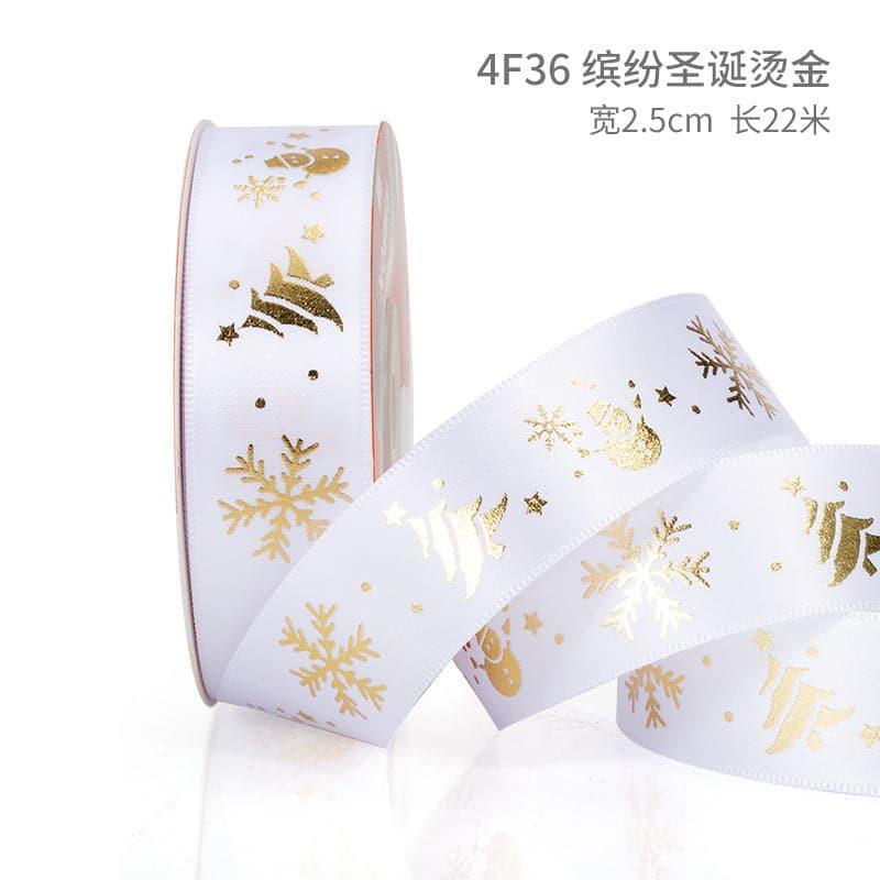 Christmas Ribbon Spot Hot Stamping Polyester Ribbon - Huayi Flower Wraps