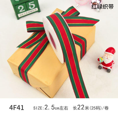 Christmas Ribbon Spot Hot Stamping Polyester Ribbon - Huayi Flower Wraps