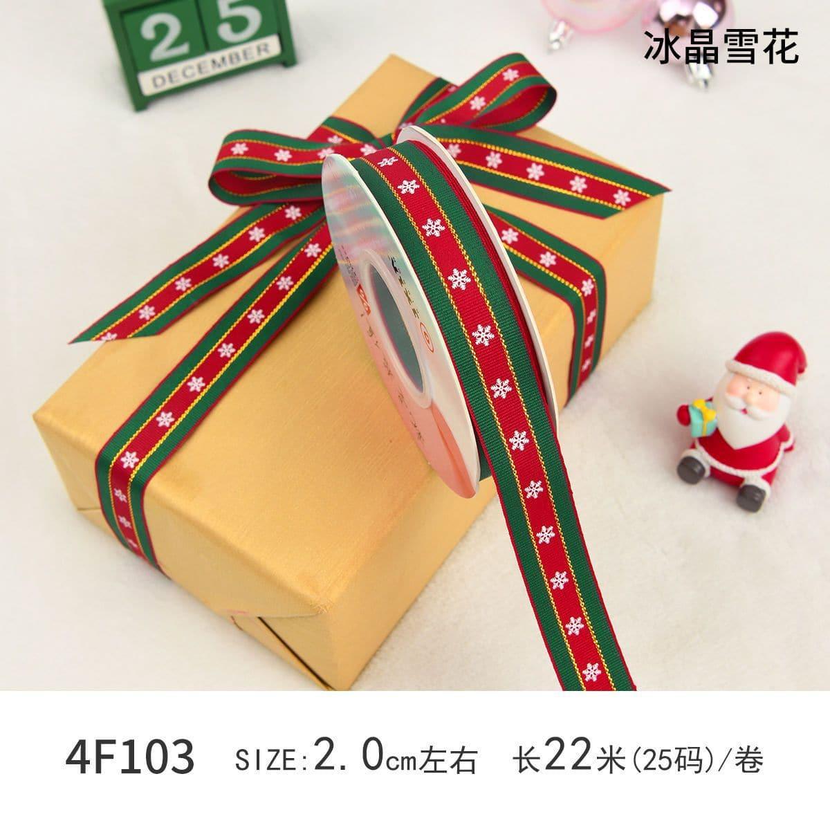 Christmas Ribbon Spot Hot Stamping Polyester Ribbon - Huayi Flower Wraps