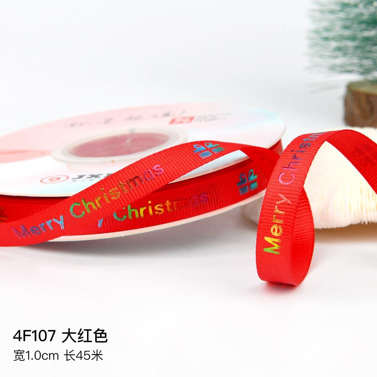 Christmas Ribbon Spot Hot Stamping Polyester Ribbon - Huayi Flower Wraps