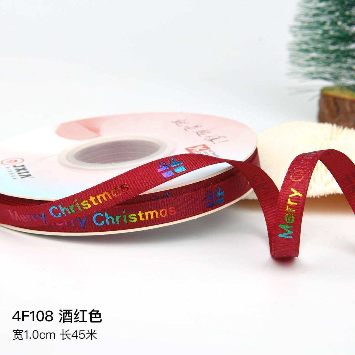 Christmas Ribbon Spot Hot Stamping Polyester Ribbon - Huayi Flower Wraps