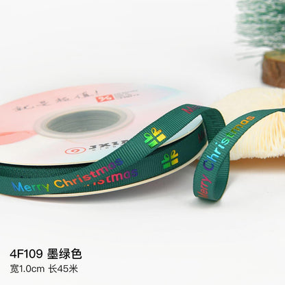 Christmas Ribbon Spot Hot Stamping Polyester Ribbon - Huayi Flower Wraps