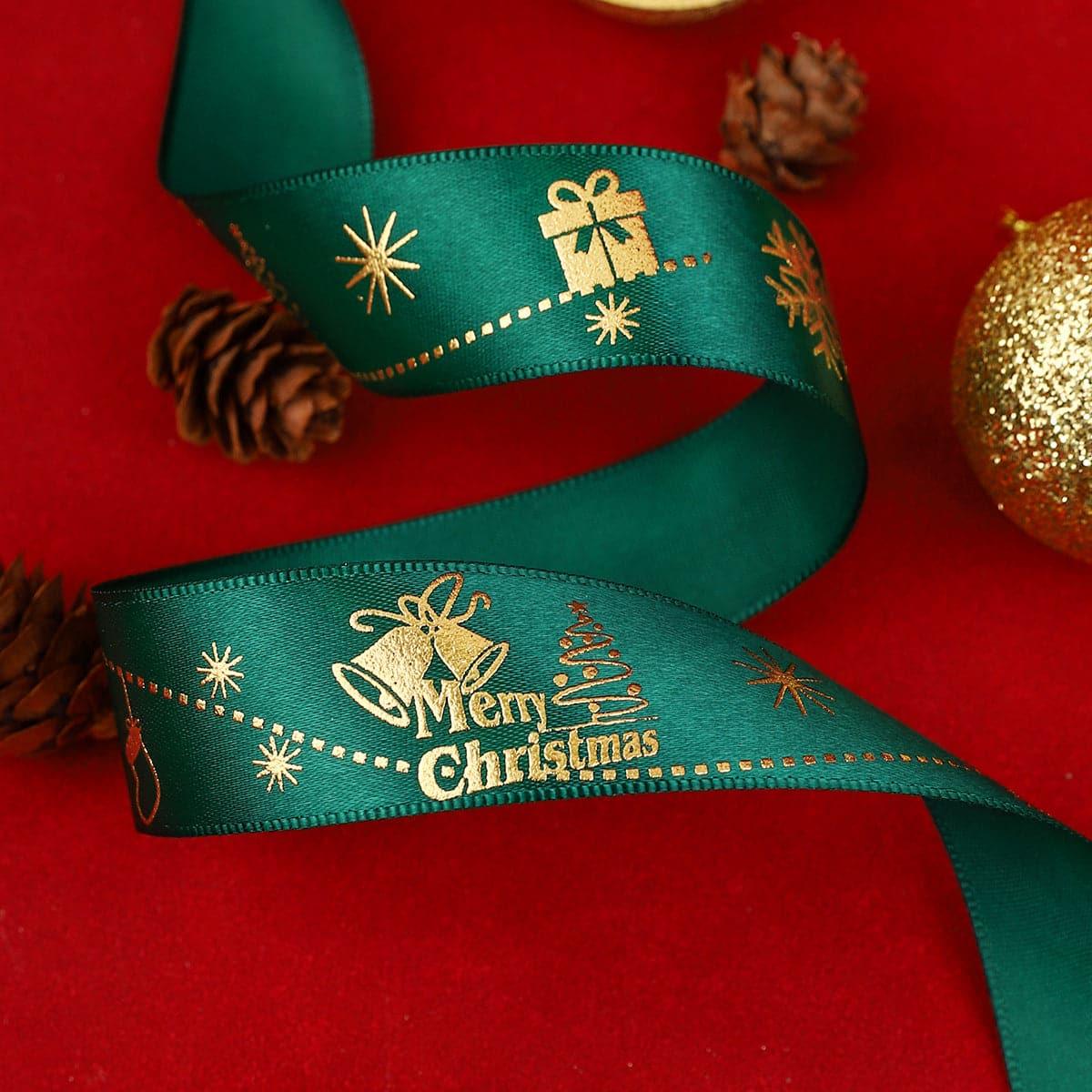 Christmas Ribbon Spot Hot Stamping Polyester Ribbon - Huayi Flower Wraps