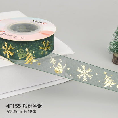 Christmas Ribbon Spot Hot Stamping Polyester Ribbon - Huayi Flower Wraps