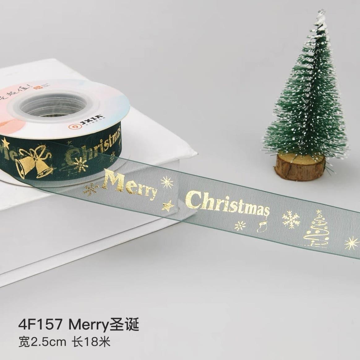 Christmas Ribbon Spot Hot Stamping Polyester Ribbon - Huayi Flower Wraps