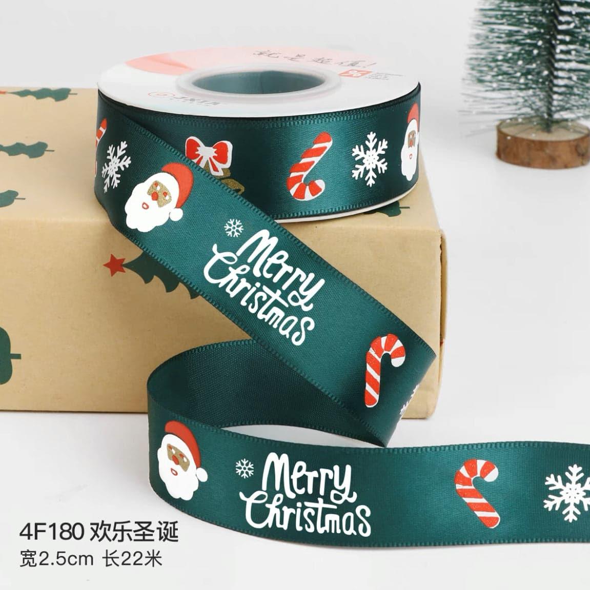 Christmas Ribbon Spot Hot Stamping Polyester Ribbon - Huayi Flower Wraps