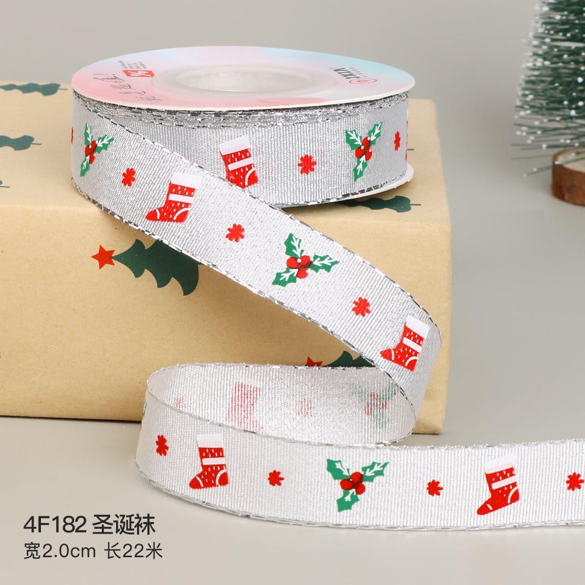 Christmas Ribbon Spot Hot Stamping Polyester Ribbon - Huayi Flower Wraps