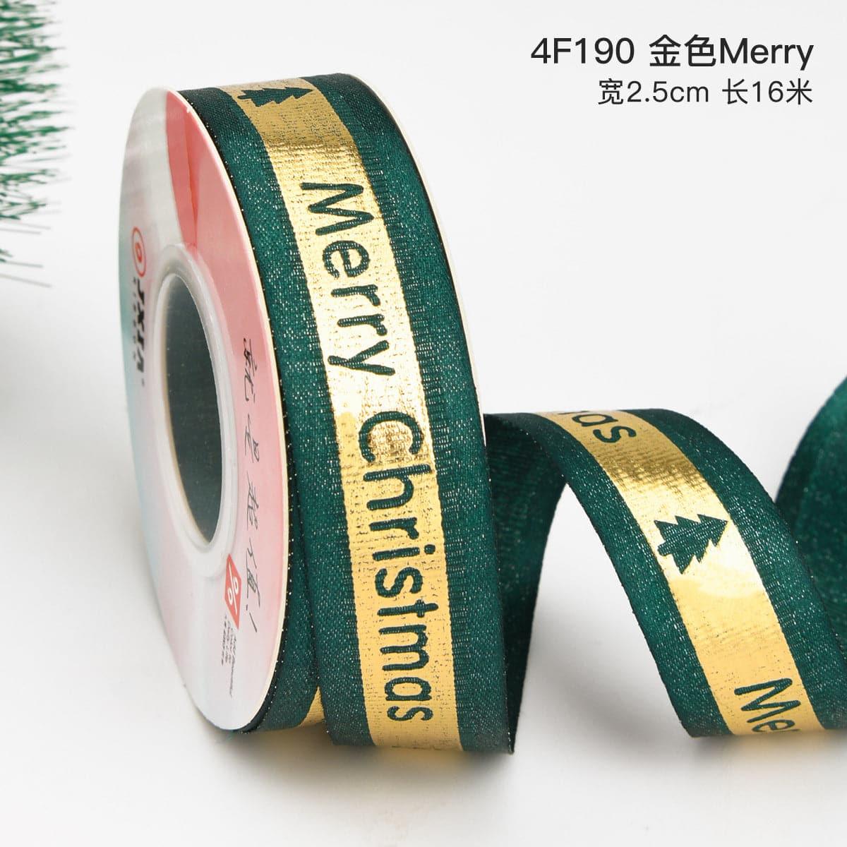 Christmas Ribbon Spot Hot Stamping Polyester Ribbon - Huayi Flower Wraps