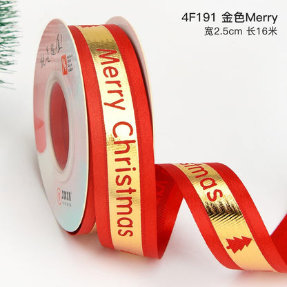 Christmas Ribbon Spot Hot Stamping Polyester Ribbon - Huayi Flower Wraps