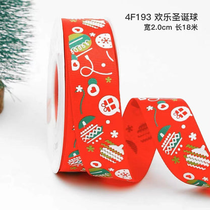 Christmas Ribbon Spot Hot Stamping Polyester Ribbon - Huayi Flower Wraps