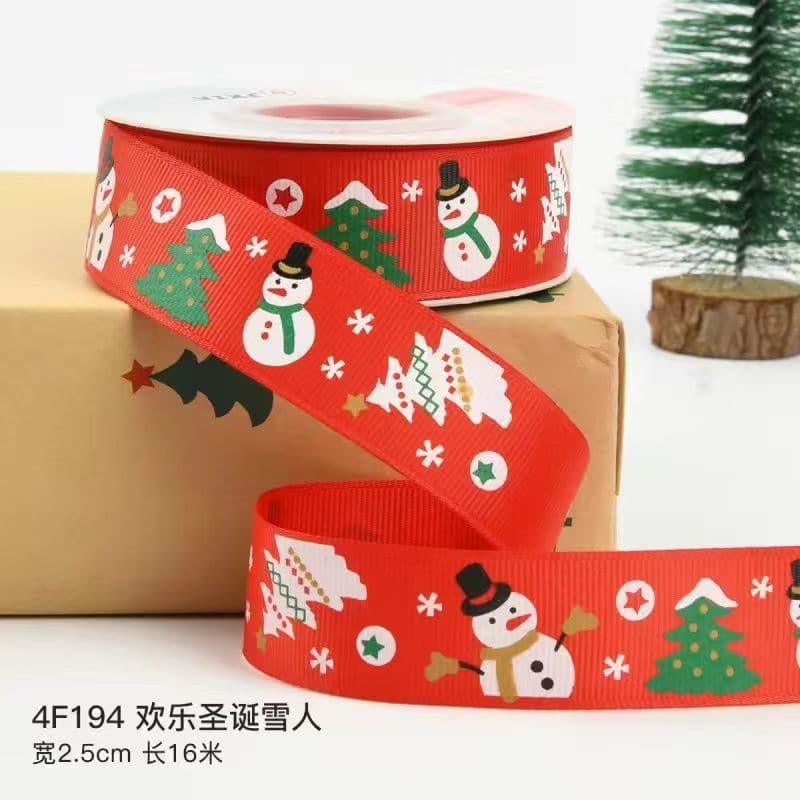 Christmas Ribbon Spot Hot Stamping Polyester Ribbon - Huayi Flower Wraps