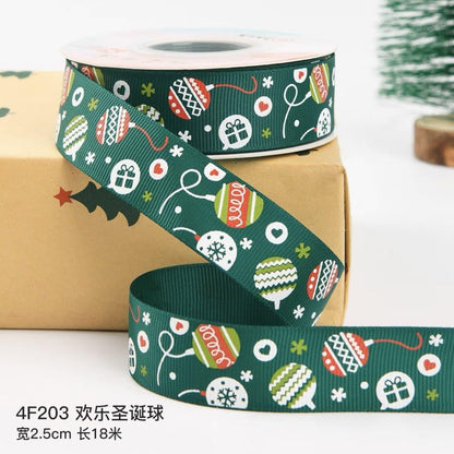 Christmas Ribbon Spot Hot Stamping Polyester Ribbon - Huayi Flower Wraps