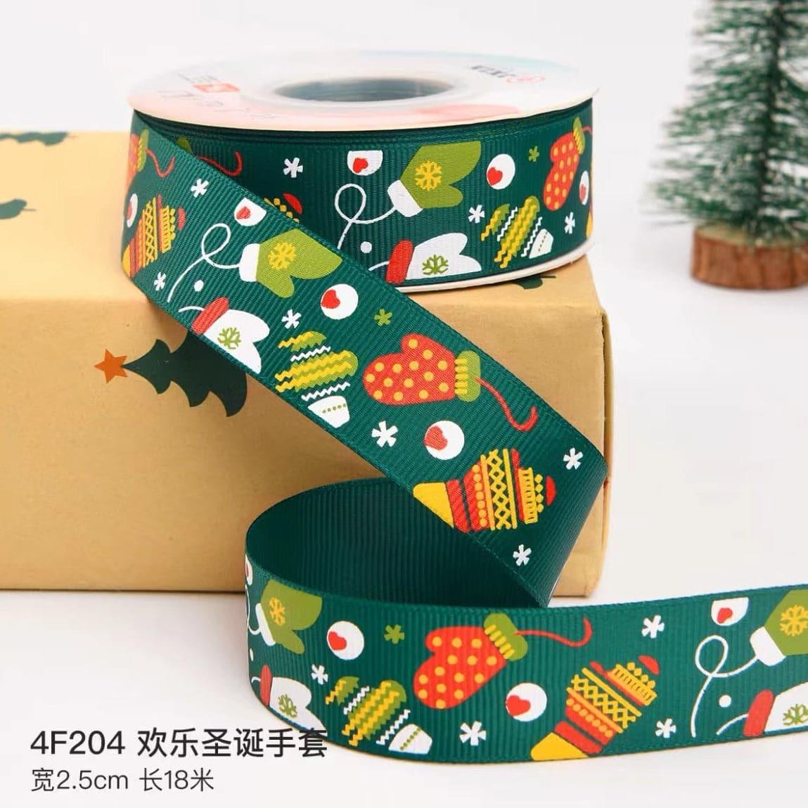 Christmas Ribbon Spot Hot Stamping Polyester Ribbon - Huayi Flower Wraps