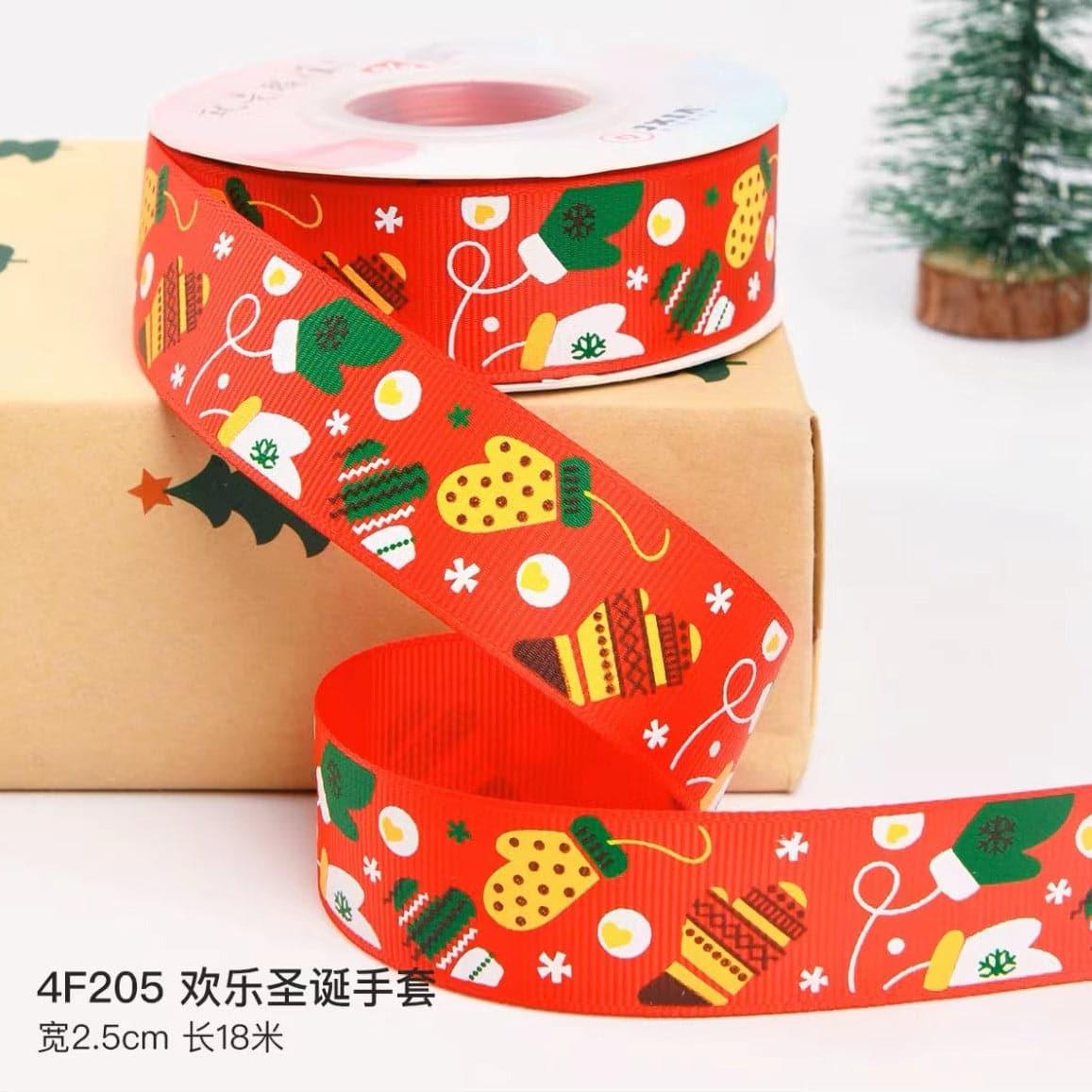 Christmas Ribbon Spot Hot Stamping Polyester Ribbon - Huayi Flower Wraps